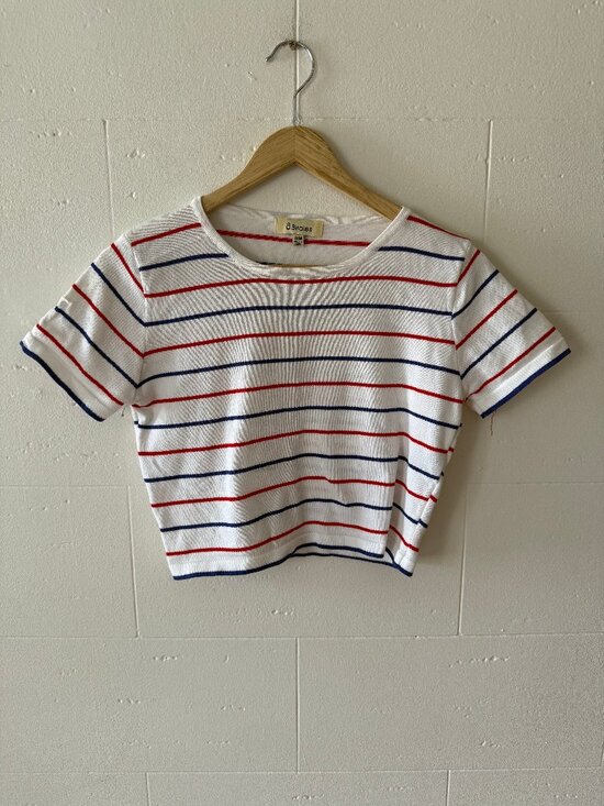 8 birdies Tops - 8 Birdies | Retro Stripe Knit Crop Top T-Shirt | Y2K |Small/Medium